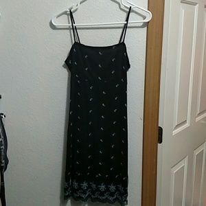 Vintage black slip dress w blue details Y2K